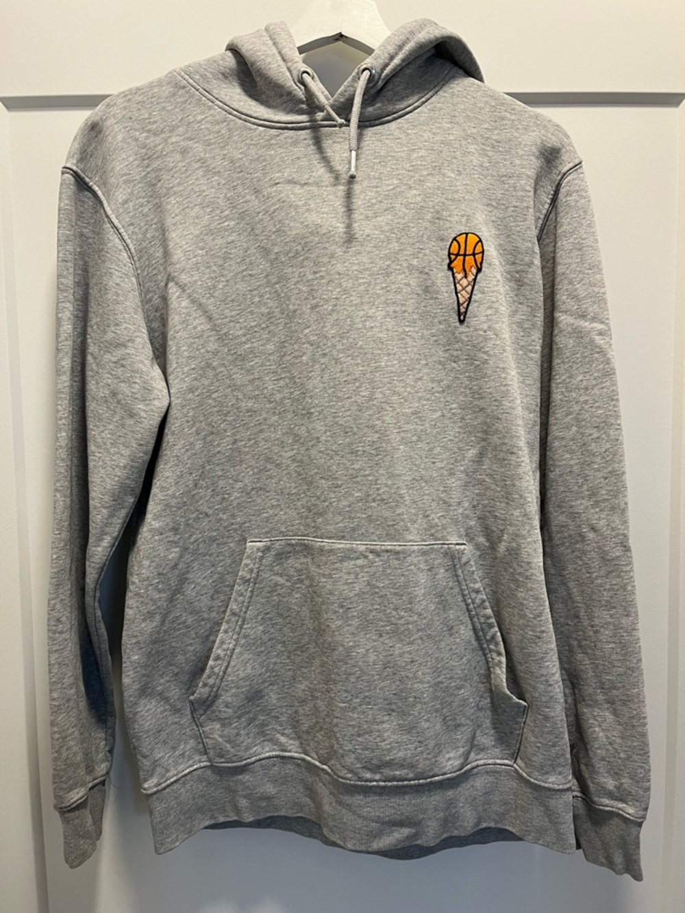 Gray Pullover Hoodie with Basketball Ice Cream Patch